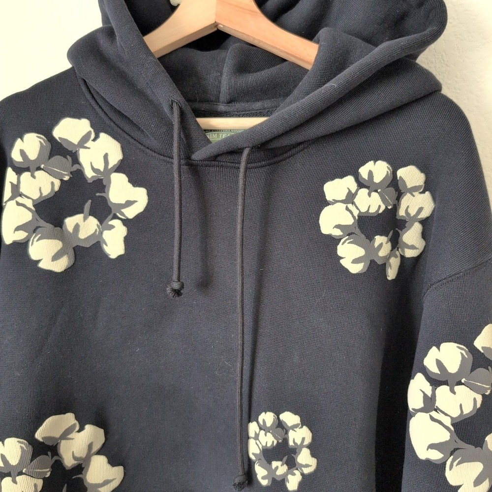 DENIM TEARS Black Cotton Floral Cactus Tears Wreath‎ Hoodie Sweatshirt XL Street